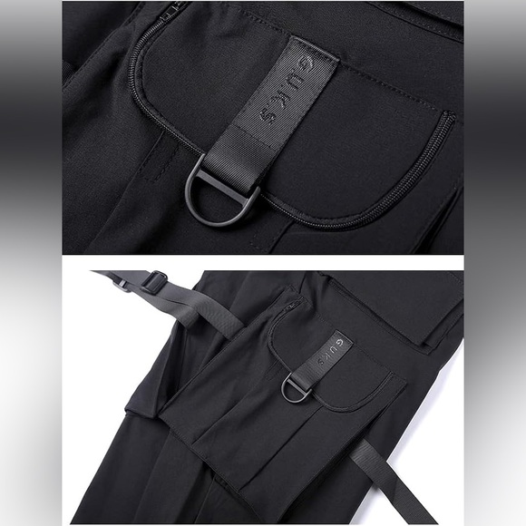 Dudhuh Black Techwear Cargo Jogger Pants Tactical Streetwear Size Small - Picture 5 of 15